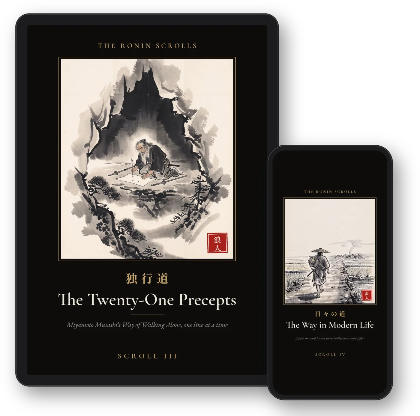 The Ronin Scrolls on tablet and phone